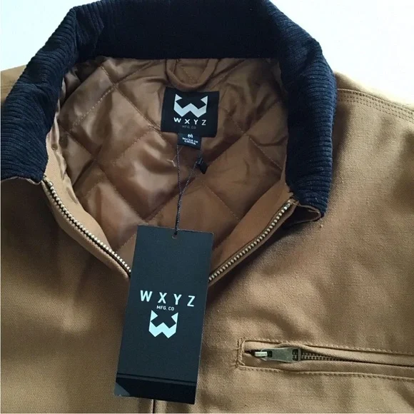 Men’s canvas lined work jacket with corduroy collar size Large NWT